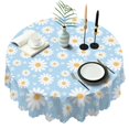 thumbnail image 1 of Round Tablecloth Floral Print 60 Inch Daisy Table Cover Wrinkle Free for Dining Kitchen, 1 of 5
