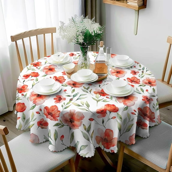 Round Tablecloth Floral Tablecloths 60 Inch Table Cover Wrinkle-Free Table Cloths for Home Kitchen Decor for Dining Buffet Parties and Camping Patio Indoor Outdoor