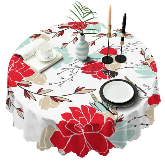 Round Tablecloth Flowers Spring Summer 60 x 60 Inch Round flower Table Cover for Party Dinner