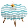 thumbnail image 1 of Round Tablecloth Geometric Striped Pattern Waterproof Oil Proof Polyester Table Cloth Cover Decor for Home Dining Outdoor,Patio,Parties, 54" Dia. Aqua White Wave Pattern, 1 of 9