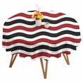 thumbnail image 1 of Round Tablecloth Geometric Striped Pattern Waterproof Oil Proof Polyester Table Cloth Cover Decor for Home Dining Outdoor,Patio,Parties, 54" Dia. Red Black Wave Pattern, 1 of 9