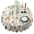 thumbnail image 1 of Round Tablecloth Ghost Cute Flower Spooky Table Cloth Waterproof Fabric Stain-Resistant Wrinkle Free Soft Table Covers for Dining Kitchen Parties Heavy Weight Tabletop Cover 60x60 Inch, 1 of 5
