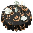 thumbnail image 1 of Round Tablecloth Ghost Pumpkin Face Table Cloth Waterproof Fabric Spillproof Wrinkle Free Soft Table Covers for Dining Kitchen Parties Heavy Weight Tabletop Cover 60x60 Inch, 1 of 5