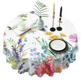 thumbnail image 1 of Round Tablecloth Kitchen Table Cover 60 Inch Polyester Waterproof Stain Wrinkle Free flower Design, 1 of 5