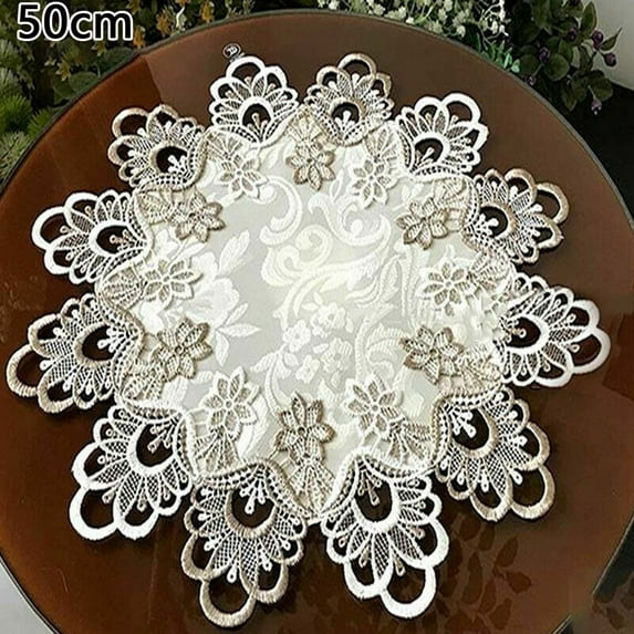 Round Tablecloth Lace Floral Table Cover Dustproof Home Festival Table Cloth