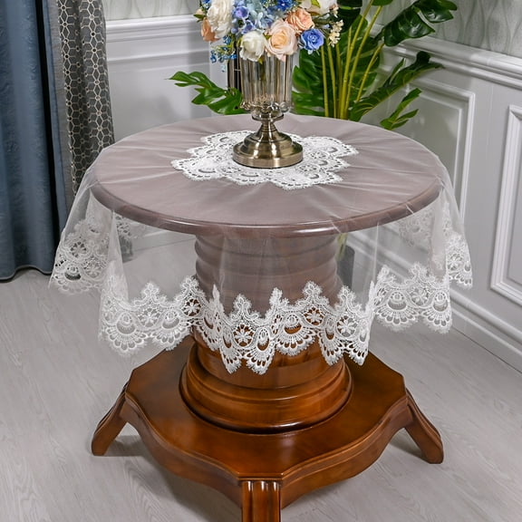 Round Tablecloth Lace Rustic Macrame Embroidered Table Cloths Coffee Table Cover for Dresser Decor Picnic Wedding Party Banquet Kitchen Home