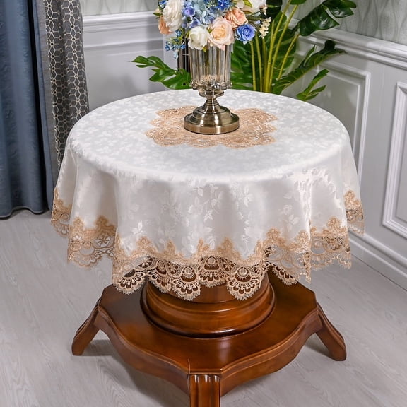 Round Tablecloth Lace Rustic Macrame Embroidered Table Cloths Coffee Table Cover for Dresser Decor Picnic Wedding Party Banquet Kitchen Home