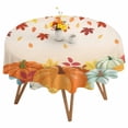 thumbnail image 1 of Round Tablecloth Orange Fall Thanksgiving Pumpkins Waterproof Oil Proof Polyester Table Cloth Cover Decor for Home Dining Outdoor,Patio,Parties, 54" Dia. Maple Leaves Farmhouse, 1 of 9