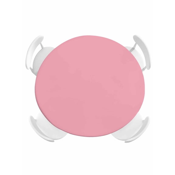 Round Tablecloth Pink Elastic Edge Fitted Solid Color Plastic Table Cover,Waterproof Oil Proof for Dinner,Outdoor, Picnic, 55"- 60" DIA Tables