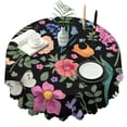 thumbnail image 1 of Round Tablecloth Polyester Material 60 Inch flower Waterproof Stain Wrinkle Free for Kitchen Table, 1 of 5