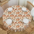thumbnail image 1 of Round Tablecloth Pumpkin Flower Thanksgiving 60 Inch Table Cover for Dining Polyester Cloth with Scalloped Edges Stain Resistance Kitchen Picnic Party Restaurant Decoration, 1 of 6