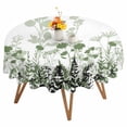 thumbnail image 1 of Round Tablecloth Rustic Field Waterproof Oil Proof Polyester Table Cloth Cover Decor for Home Dining Outdoor,Patio,Parties, 54" Dia. Silhouette Flower Herb Sage Green, 1 of 9