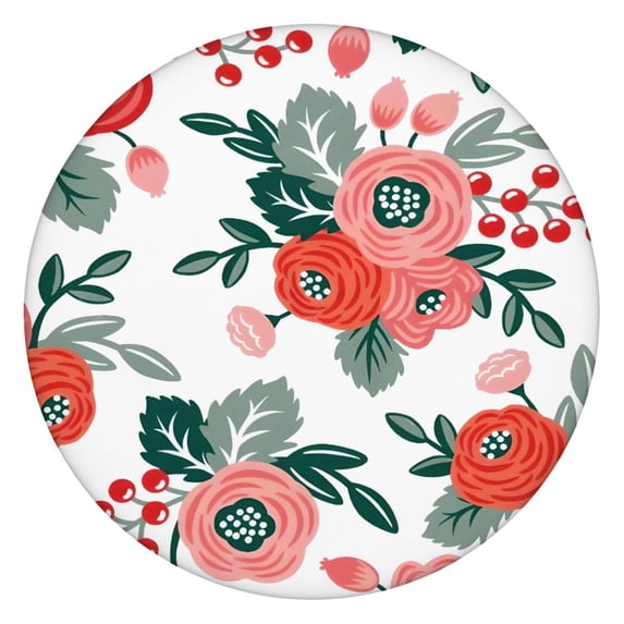 Round Tablecloth Rustic Floral and Bee Artwork, Waterproof Wipeable Table Cover with Elastic Edge for Outdoor Kitchen Patio