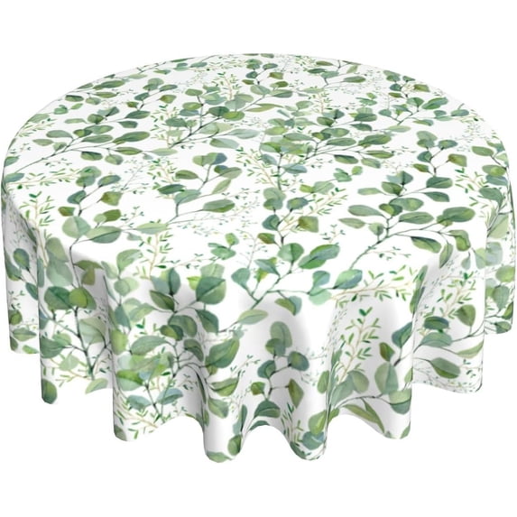 Round Tablecloth Sage Green Leaf Table Cloths Waterproof Table Cover for Wedding Party Dining Holiday Banquet