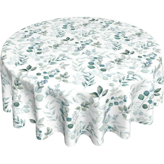 Round Tablecloth Sage Green Leaf Table Cloths Waterproof Table Cover for Wedding Party Dining Holiday Banquet