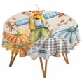 thumbnail image 1 of Round Tablecloth Scarecrows Pumpkins Thanksgiving Fall Waterproof Oil Proof Polyester Table Cloth Cover Decor for Home Dining Outdoor,Patio,Parties, 54" Dia. Farmhouse Autumn Leaves, 1 of 9