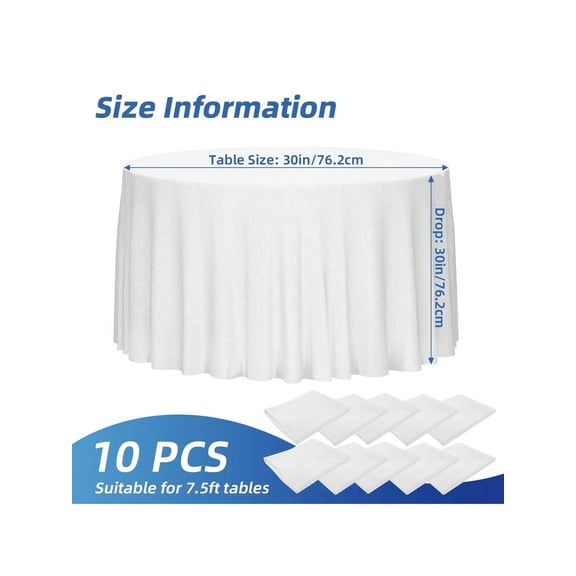 Round Tablecloth Set - Washable Polyester, Multicolor, 10 Pack