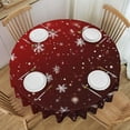 thumbnail image 1 of Round Tablecloth Snowflake Red Christmas Winter 60 Inch Table Cover for Dining Polyester Cloth with Scalloped Edges Stain Resistance Kitchen Picnic Party Restaurant Decoration, 1 of 6
