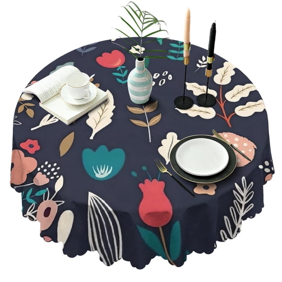 Round Tablecloth Spring Summer 60 x 60 Inch flower Round Table Cover for Party Dinner Picnic