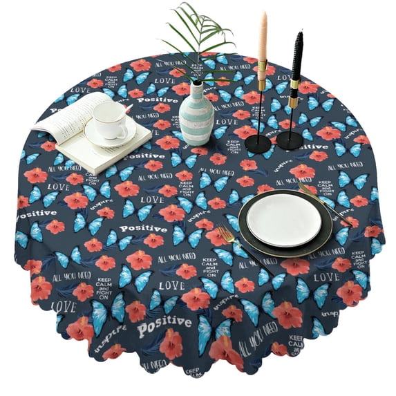 Round Tablecloth Spring Summer 60 x 60 Inch flower Table Cover for Party Dinner Picnic Round