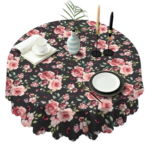 Round Tablecloth Spring Summer 60x60 Inch Round Table Cover flower for Dinner Party Picnic