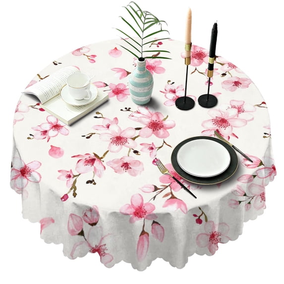 Round Tablecloth Spring Summer 60x60 Inch Round Table Cover for Party Dinner Picnic flower