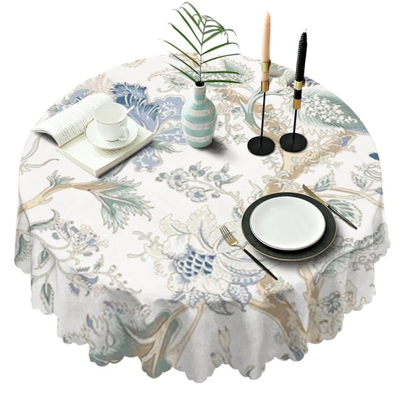 Round Tablecloth Spring Summer 60x60 Inch flower Table Cover Round for Party Dinner Picnic
