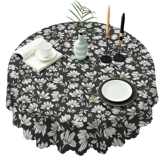 Round Tablecloth Spring Summer Table Cover flower 60 x 60 Inch Round for Party Dinner Picnic