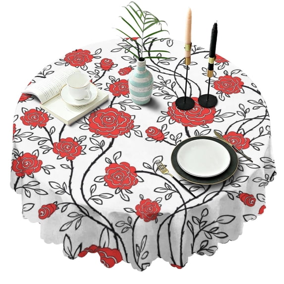 Round Tablecloth Spring Summer flower 60 x 60 Inch Table Cover Round for Party Dinner Picnic