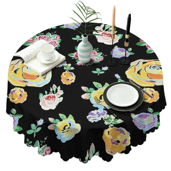 Round Tablecloth Spring Summer flower Table Cover for Party Dinner Picnic 60x60 Inch Round