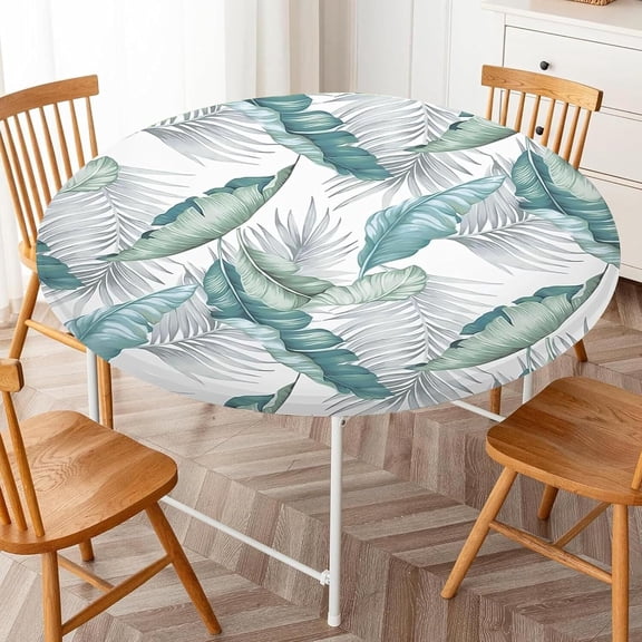 Round Tablecloth Stretch Round Fitted Tablecloth with Elastic Spandex Table Cloth Round Cover Washable Dining Table Protector for Indoor Outdoor Round Dining Table