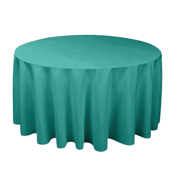 Round Tablecloth Thick Plain Weave Fabric Solid Color Table Cover for Dining Room Parties and Events Heavy Duty Protective Cloth 55 Inch Green