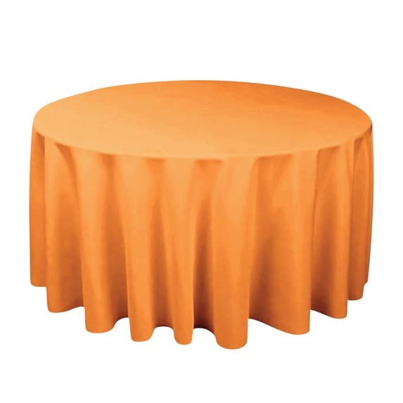 Round Tablecloth Thick Plain Weave Fabric Solid Color Table Cover for Dining Room Parties and Events Heavy Duty Protective Cloth 63 Inch Orange