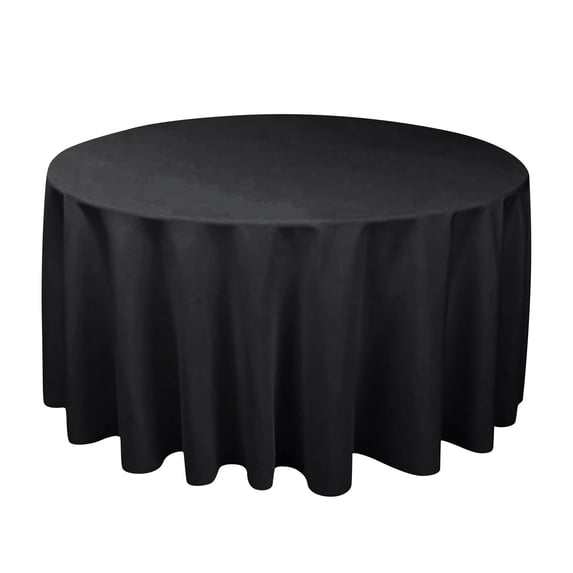 Round Tablecloth Thick Plain Weave Fabric Solid Color Table Cover for Dining Room Parties and Events Heavy Duty Protective Cloth 71 Inch Black