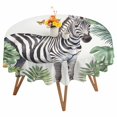 thumbnail image 1 of Round Tablecloth Tropical Botanical Waterproof Oil Proof Polyester Table Cloth Cover Decor for Home Dining Outdoor,Patio,Parties, 54" Dia. Zebra Butterfly Leaf Green White Black, 1 of 9