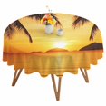 thumbnail image 1 of Round Tablecloth Tropical Waterproof Oil Proof Polyester Table Cloth Cover Decor for Home Dining Outdoor,Patio,Parties, 60" Dia. Coconut Beach Sunset Orange Gold Yellow, 1 of 9