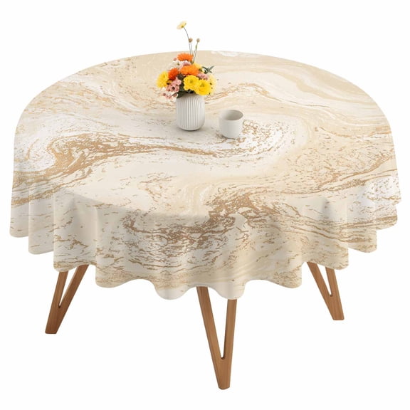 Round Tablecloth Vintage Abstract Waterproof Oil Proof Polyester Table Cloth Cover Decor for Home Dining Outdoor,Patio,Parties, 54" Dia. Marble Texture Cream