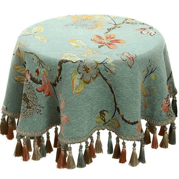 Round Tablecloth,Vintage Tablecloth With Fringe,durable Table Cover For Living Room Bedroom Dining Room Restaurant-A-140cm