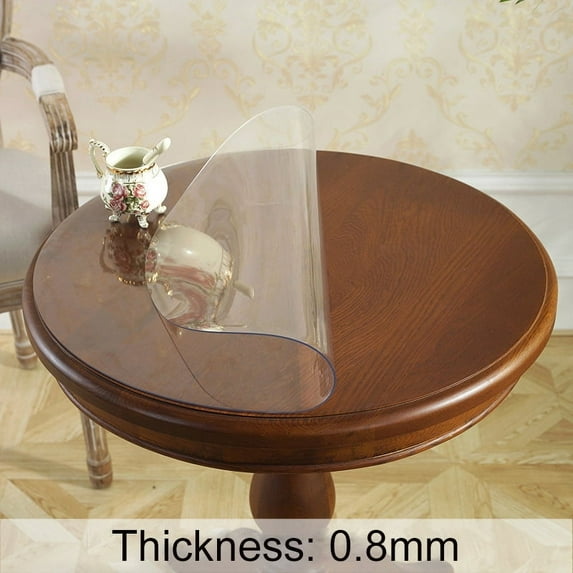 Round Tablecloth Waterproof Oilproof Transparent Soft Plastic PVC Table Cloth Coffee Kitchen Living Room Table Cover Mat Mantel (A,diameter 140cm)