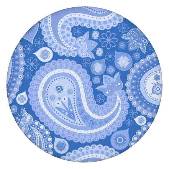 Round Tablecloth Waterproof Oxford Fabric, Elastic Edge, 45–52 Inch Fit, Paisley Pattern, Easy to Clean and Long-Lasting