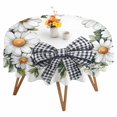 thumbnail image 1 of Round Tablecloth White Daisy Floral Waterproof Oil Proof Polyester Table Cloth Cover Decor for Home Dining Outdoor,Patio,Parties, 54" Dia. Rustic Farm Plaid Bow Wreath, 1 of 9