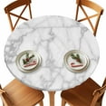 thumbnail image 1 of Round Tablecloth White Grey Marble Elastic Edge Fitted Modern Abstract Art Plastic Table Cover,Waterproof Oil Proof for Dinner,Outdoor, Picnic, 36" - 44"&nbsp; DIA Tables, 1 of 9