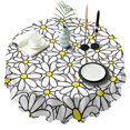 thumbnail image 1 of Round Tablecloth Wrinkle Free 60 Inch Table Cover Daisy Kitchen Dining, 1 of 5
