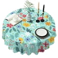 thumbnail image 1 of Round Tablecloth flower Spring Summer Party 60x60 Inch Round Table Cover for Picnic Dinner, 1 of 5