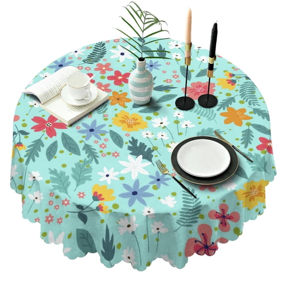 Round Tablecloth flower Spring Summer Party 60x60 Inch Round Table Cover for Picnic Dinner