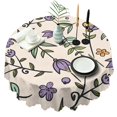 thumbnail image 1 of Round Tablecloth flower Waterproof 60 Inch Polyester Table Cover Stain Wrinkle Free for Kitchen Use, 1 of 5