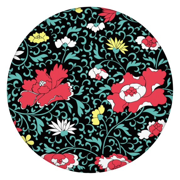 Round Tablecloth with Elastic Border and Soft Floral Design, Water-Resistant Polyester Fabric, Fits 44-52 Inch Tables, Oversized