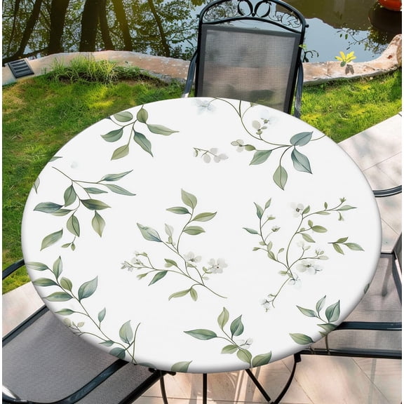 Round Tablecloth with Elastic Edge, 36-60Inch Waterproof Table Cloth for Dinner, Outdoor, Picnic, 44inch, Cute Lemon
