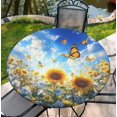 thumbnail image 1 of Round Tablecloth with Elastic Edge, 36-60Inch Waterproof Table Cloth for Dinner, Outdoor, Picnic, 44inch, Sunflower and Butterfly, 1 of 6