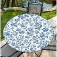 thumbnail image 1 of Round Tablecloth with Elastic Edge, 36-60Inch Waterproof Table Cloth for Dinner, Outdoor, Picnic, 52inch, Blue and White Flower, 1 of 6
